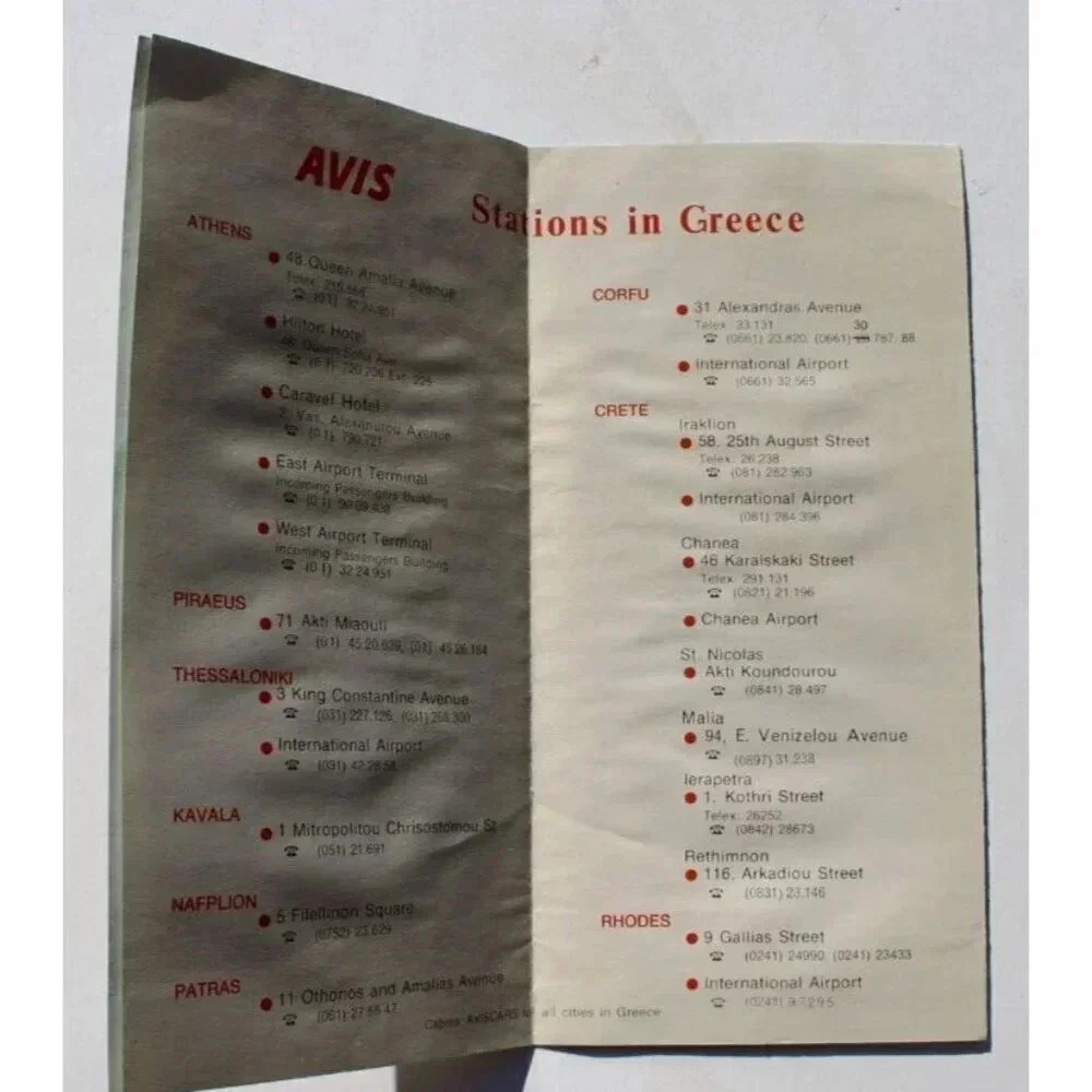 Rare Vintage 1977 Avis Rent A Car Rates In Greece Informational Brochure / Flyer - Picture 3 of 4